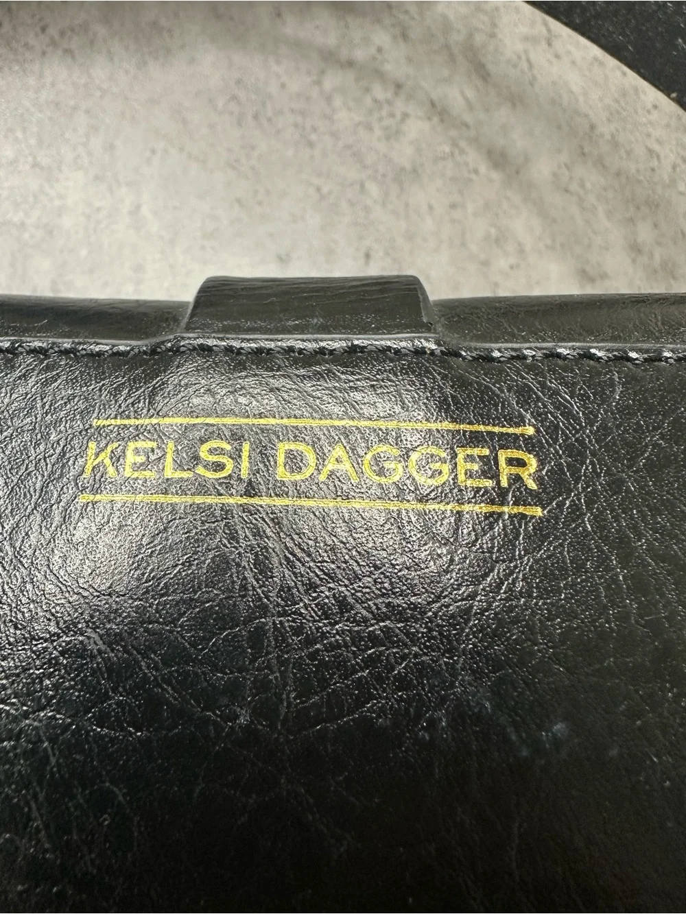 Kelsi Dagger Brooklyn Black Leather Crossbody Bag Gold Turn Lock - Picture 4 of 6